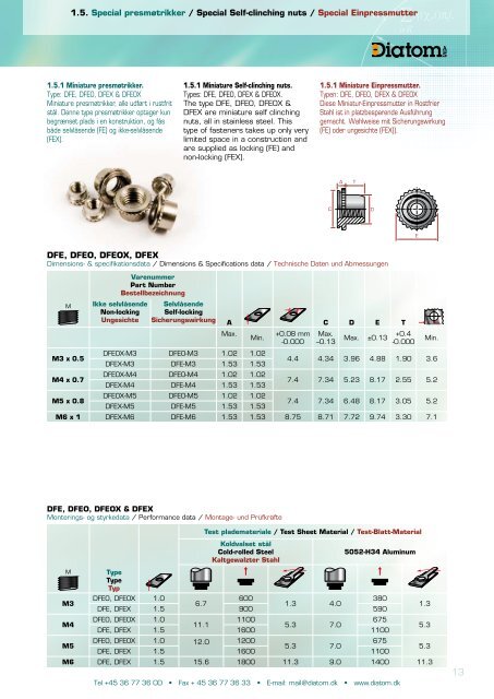 Presbefæstelse Self clinching fasteners ... - Diatom A/S