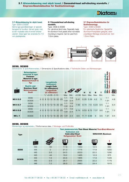 Presbefæstelse Self clinching fasteners ... - Diatom A/S