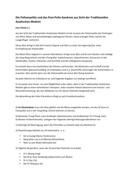 Die Poliomyelitis und das Post‐Polio‐Syndrom aus Sicht der