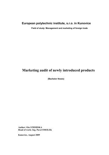 Marketing audit of newly introduced products - Evropský ...