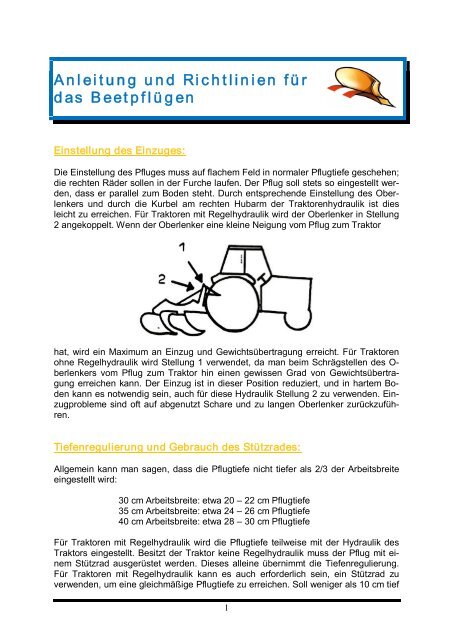 Anleitung und Richtlinien für das Beetpflügen