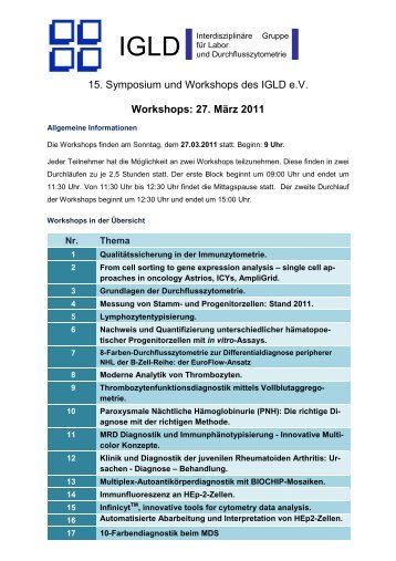 Link mit Detailangaben zu den einzelnen Workshops - IGLD