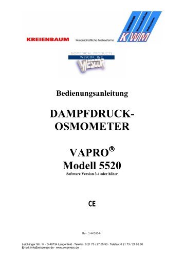 DAMPFDRUCK- OSMOMETER VAPRO Modell 5520