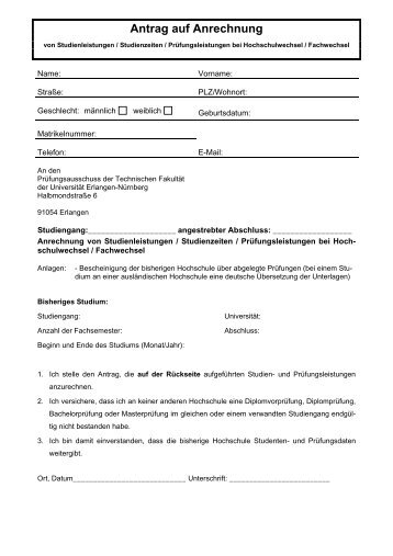 Antrag auf Anrechnung - Friedrich-Alexander-Universität Erlangen ...