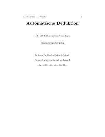 Automatische Deduktion - Goethe-Universität