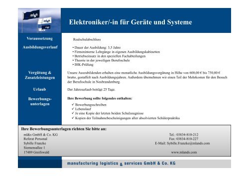 Elektroniker/-in für Geräte und Systeme - ml&s Manufacturing ...