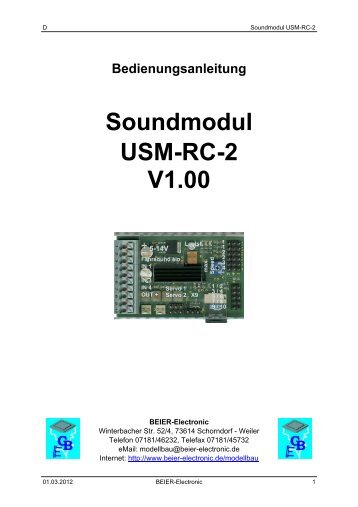 Soundmodul USM-RC-2 V1.00 - Beier-Electronic