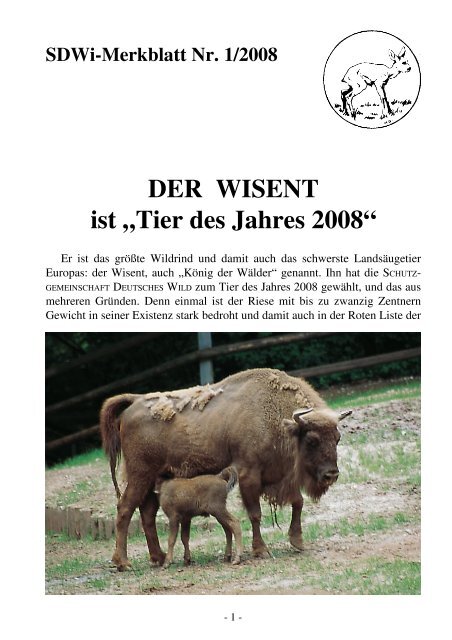 DER WISENT ist Schutzgemeinschaft Deutsches Wild