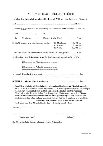 Mietvertrag - Ruderclub Westfalen Herdecke