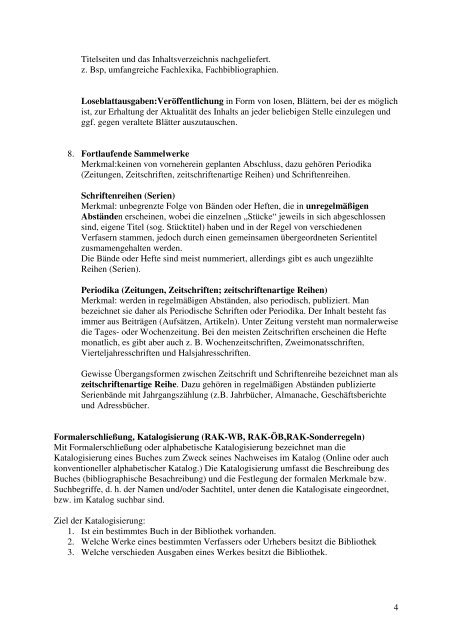 1 Literaturarten BÜCHER NICHTBUCHMATERIALEN ...