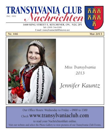 the May 2013 issue of the Nachrichten Blatt - Transylvania Club ...