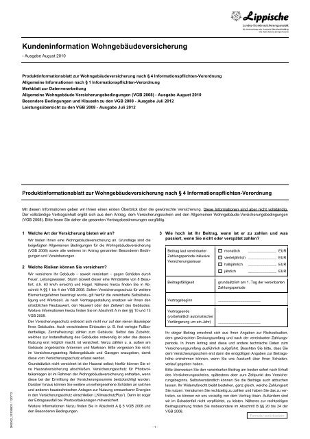 Kundeninformation Wohngebäudeversicherung - Lippische Landes ...