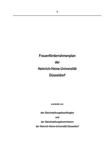 Frauenförderrahmenplan der Heinrich-Heine-Universität Düsseldorf
