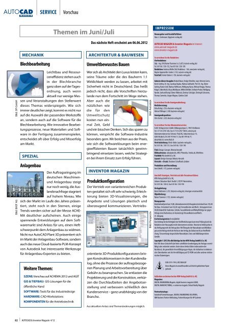 Leseprobe AUTOCAD & Inventor Magazin 2012/04