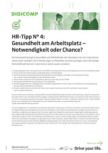 HR-Tipp N° 4: Gesundheit am Arbeitsplatz ... - Digicomp