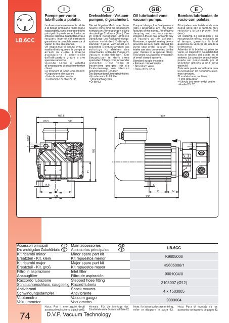 D.V.P. Vacuum Technology E GB D I LB.6CC - MARCO PUMPS