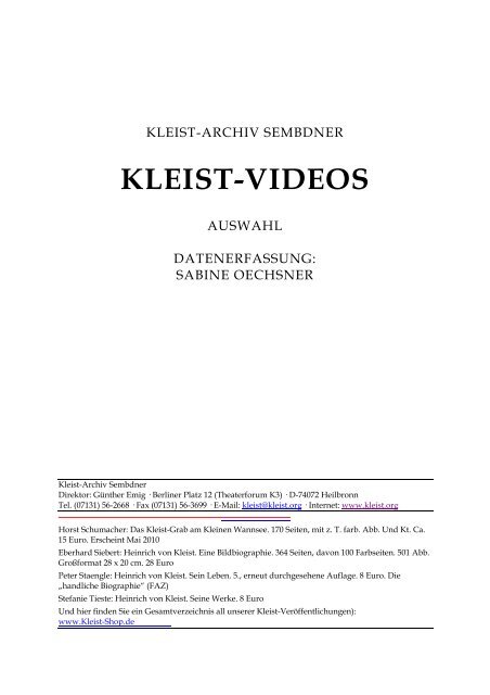 KLEIST-VIDEOS - Heinrich von Kleist