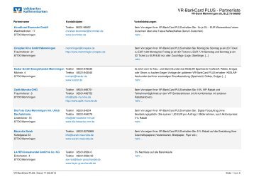 VR-BankCard PLUS: Partnerfirmen