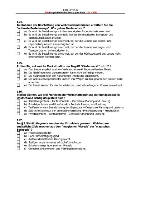 300 Fragen Multiple-Choice quer Beet - Kaufmann im ...