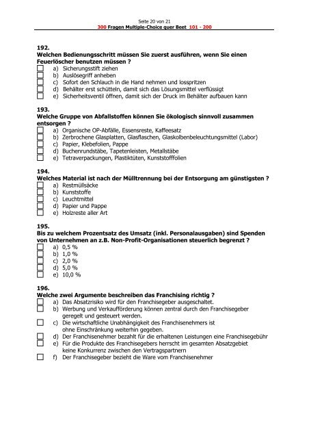 300 Fragen Multiple-Choice quer Beet - Kaufmann im ...