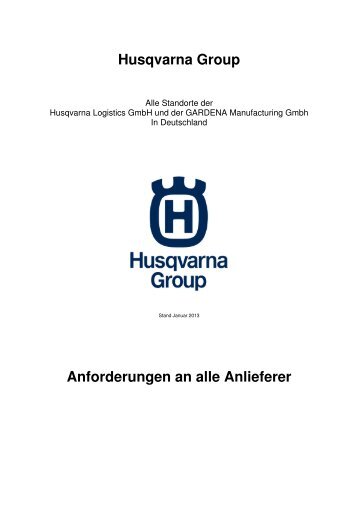 Husqvarna Group Anforderungen an alle Anlieferer