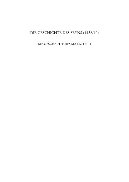 Die Geschichte des Seyns (GA 69) - gesamtausgabe