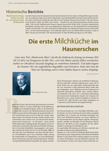 Die erste Milchkücheim Haunerschen - Hauner Journal