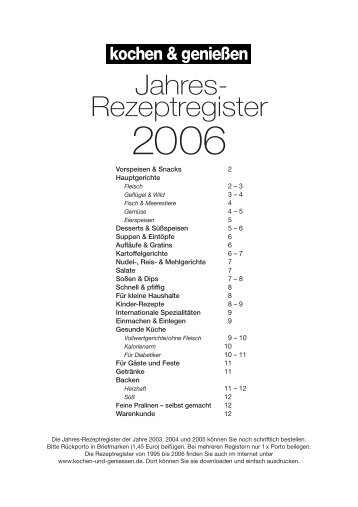 Jahres-Rezeptregister 2006 - LECKER.de