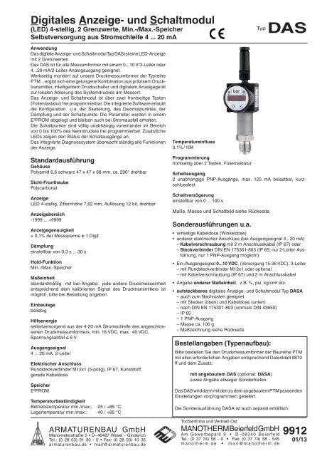 9912 Digitales Anzeige- und Schaltmodul - ARMATURENBAU ...