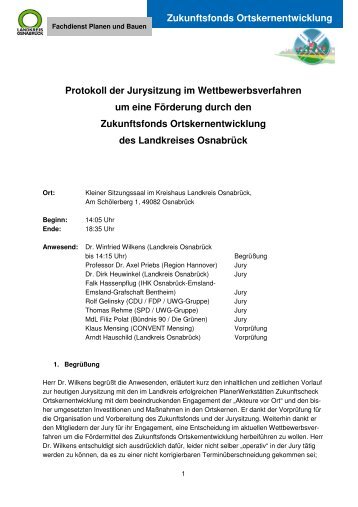 Protokoll zur Jurysitzung - Landkreis Osnabrück