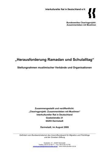 Herausforderung Ramadan und Schulalltag - Interkultureller Rat