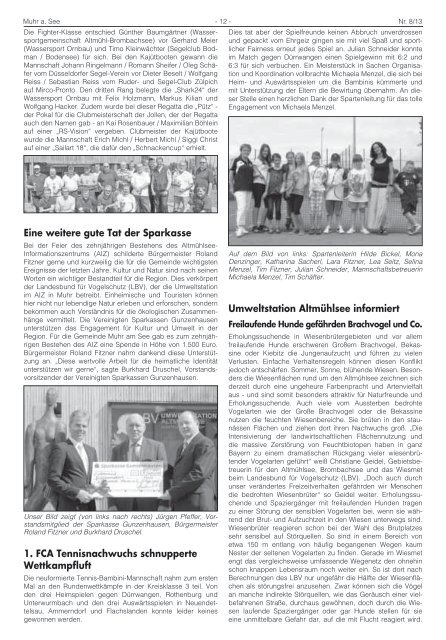 und Mitteilungsblatt für den Monat August 2013 - Muhr am See