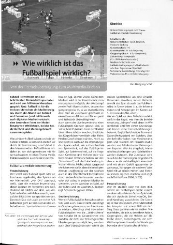 Wie wirklich ist das Fussballspiel wirklich? (CU 70 ... - Moodle PHBern