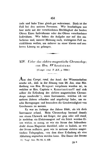 43 I XIV. l.'etkr rim elektro-magnetische Chronoskop;