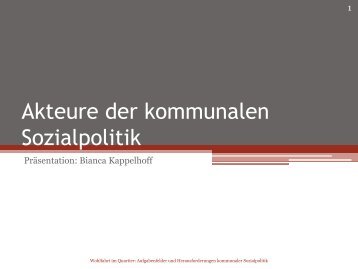 Akteure der kommunalen Sozialpolitik - Politikfeldanalyse