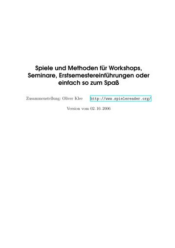 Spiele und Methoden für Workshops, Seminare ...