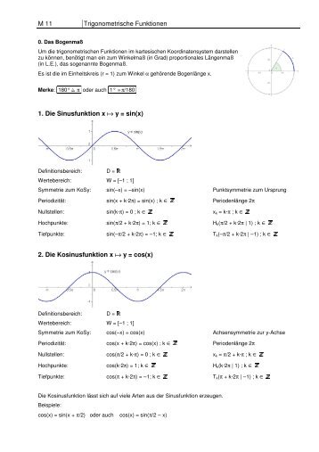 M 11 Trigonometrische Funktionen 1. Die Sinusfunktion ... - GeoGebra