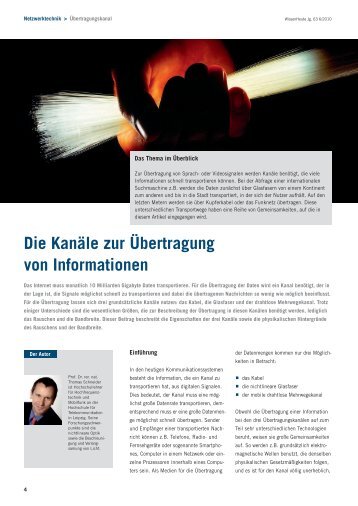 Die Kanäle zur Übertragung von Informationen