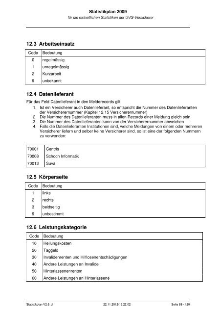 Statistikplan V2.6_d - Statistik der Unfallversicherung UVG