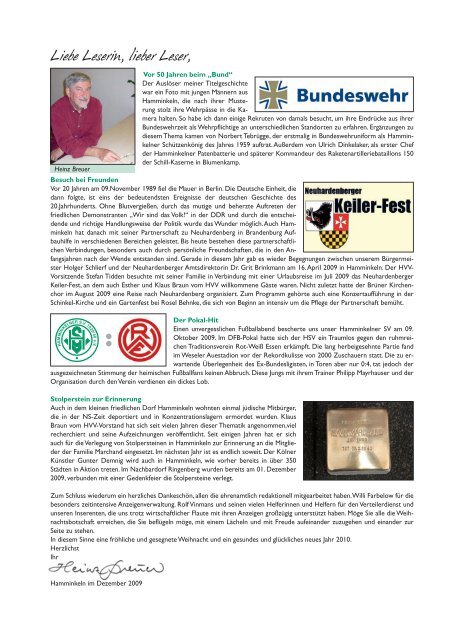 Hamminkeln Ruft, Ausgabe Nr. 52 - Dezember ... - HVV Hamminkeln