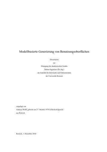 Modellbasierte Generierung von Benutzungsoberflächen