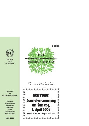 Generalversammlung am Samstag, 1. April 2006 - der privilegierten ...