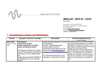 IMPULSE - INFO Nr. 1/2010 - Impulse-Stiftung