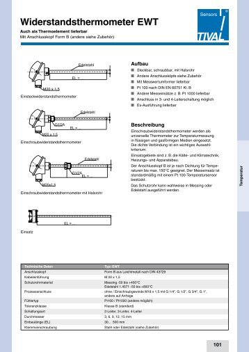 Widerstandsthermometer EWT - TIVAL Sensors GmbH