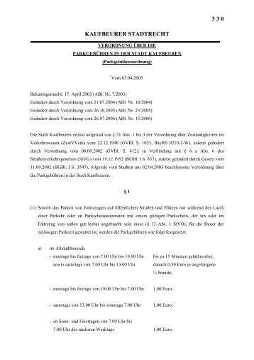 330. Parkgebührenordnung - Stadt Kaufbeuren