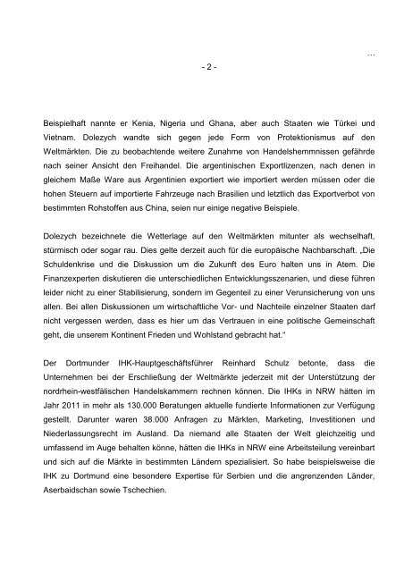 Vollständige Pressemitteilung - IHK-Außenwirtschaftstag NRW