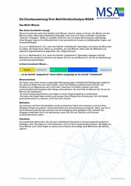 MSA® Vollversion Beispielauswertung - pittig:consult