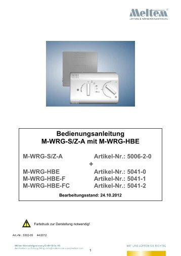 Betriebsanleitung-M-WRG-S/Z-A + M-WRG-HBE - Meltem