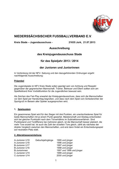 Ausschreibung 2013 - NFV Kreis Stade