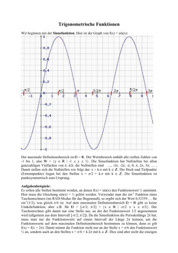 Trigonometrische Funktionen - Mathe-total.de